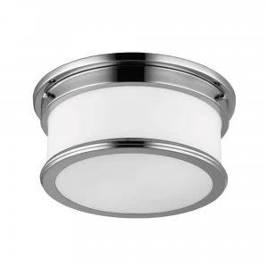 2 Light Bathroom Flush Mount Ceiling Light Polished Chrome IP44, E27