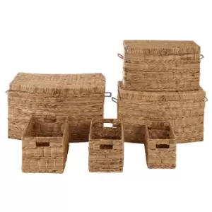 Premier Housewares Water Hyacinth Storage Baskets - Set of 6