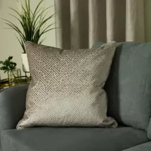 Paoletti - Florence Embossed Luxe Velvet Piped Cushion Cover, Champagne, 55 x 55 Cm