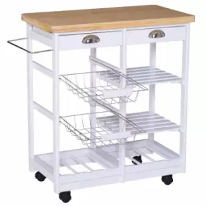 Rolling Kitchen Island Trolley Serving Cart Drawer Shelves Basket