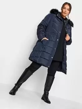 Yours Midi Puffer Coat Navy, Blue, Size 20, Women