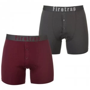 Firetrap 2 Pack Boxers Mens - Grey / Wine