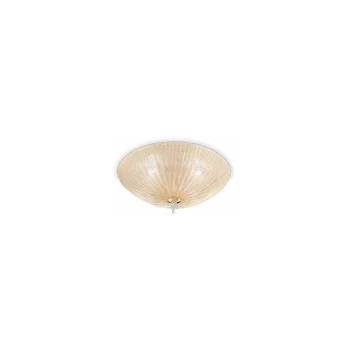 Ideal Lux Shell - 4 Light Indoor Flush Wall / Ceiling Light Gold with Amber Glass, E27