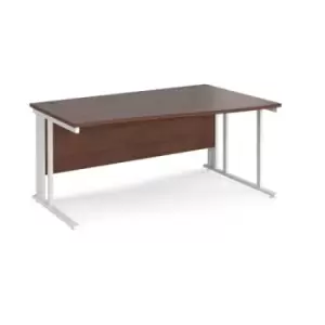 Office Desk Right Hand Wave Desk 1600mm Walnut Top With White Frame Maestro 25 MCM16WRWHW