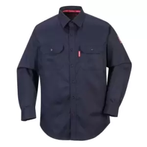 Biz Flame Mens Flame Resistant Work Shirt Navy 2XL