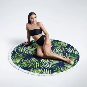 SoulCal Round Towel - Navy Palm Print