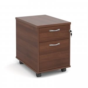 Maestro 25 Mobile 2 Drawer Pedestal With Silver Handles 600mm Deep - Walnut