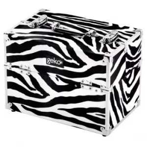 Zebra Vanity Case Makeup Box Silver