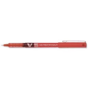 Pilot V5 Rollerball Pen Needle Tip 0.5mm Line 0.3mm Red Pack of 12