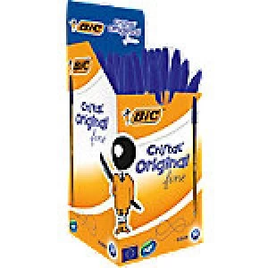 BIC Cristal Original Fine Ballpoint Pen Fine 0.3mm Blue Pack of 50