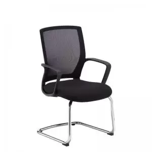 Jonas Black mesh back visitors chair with Black fabric seat and chrome