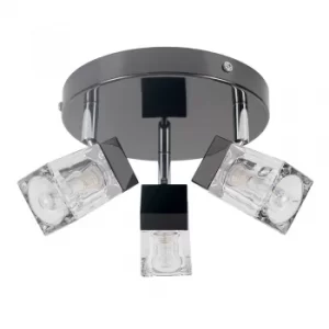 3-Way IP44 Ice Cube Bathroom Spotlight in Black Chrome