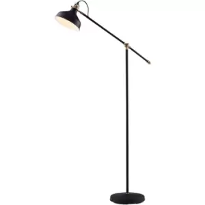 Mia Standard Task Floor Lamp with Black Shade, Adjustable Reading Spot Light, Modern Tall Lighting for Living Room or Office - Black / Black Finished