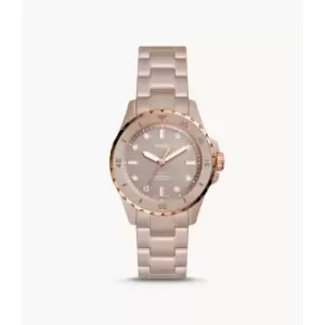 Fossil Womens Fb-01 Three-Hand Ceramic Watch - Salted Caramel