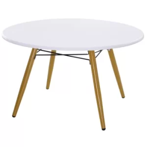 HOMCOM Modern Round Coffee Tea Table White Storage MDF Side End W/Solid Pine Legs Scandinavian Retro D80 x 45H cm