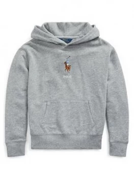 Ralph Lauren Girls Big Pony Pocket Front Hoodie - Grey, Size Age: 7 Years, S, Women