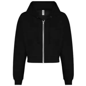 Awdis Womens/Ladies Cropped Hoodie (M) (Deep Black)