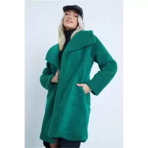 I Saw It First Emerald Green Open Front Teddy Borg Jacket - Green