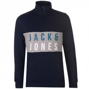 Jack and Jones quarter Zip Staple Fleece Top - Sky Captain