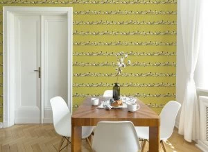 Fresco Tweeting Ochre Wallpaper