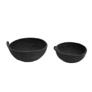 Interiors by PH Round Jute Baskets, Black, Set Of 2