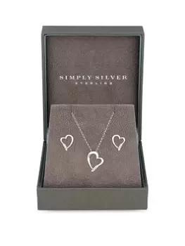 Simply Silver Sterling Silver 925 Heart Set