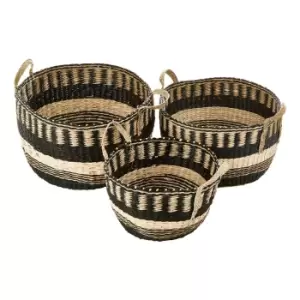 Set of 3 Natural Seagrass Storage Baskets