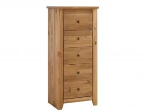 LPD Havana 5 Drawer Tall Narrow Pine Wooden Chest of Drawers Flat Packed