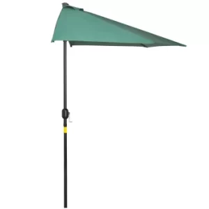 Outsunny 3(m) Half Parasol Semi Round Umbrella Patio Metal Frame Crank Handle for Balcony-- NO BASE INCLUDED, Green