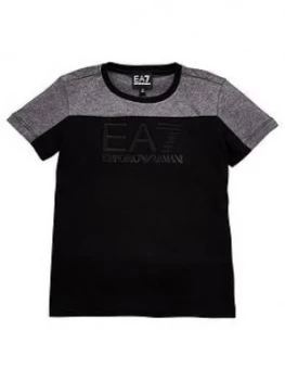 Emporio Armani EA7 Short Sleeve Colour Block T-Shirt Dark Grey Size 12 Years Boys