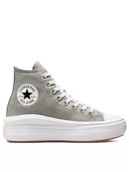 Converse Chuck Taylor All Star Move Platform Canvas Hi - Grey/White, Size 8, Women