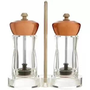 Premier Housewares Salt and Pepper Copper Mill Set with Stand