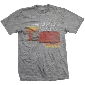 Star Wars - Episode VII Rey Speeder Retro Unisex Small T-Shirt - Grey