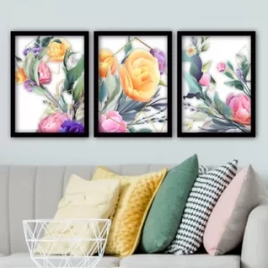 3SC50 Multicolor Decorative Framed Painting (3 Pieces)