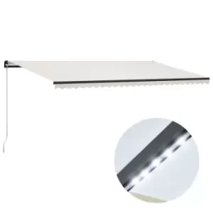 Vidaxl Manual Retractable Awning With LED 600X300 Cm Cream