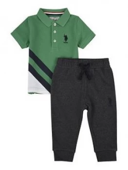 U.S. Polo Assn. Boys Short Sleeve Polo Shirt And Joggers Set - Green