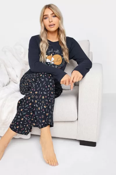 Printed Slogan Wide Leg Pyjama Set