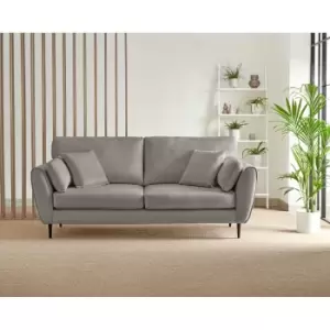 Furniture Box Ida 3 Seater Grey Velvet Sofa