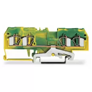 WAGO 281-657 6mm 4-conductor Ground Terminal Block Green-yellow AW...