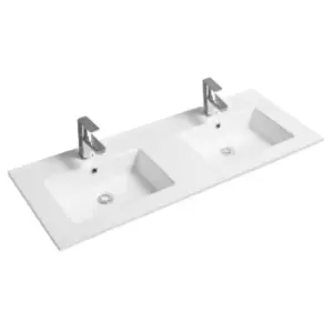 Limoge Thin-edge Ceramic 121Cm Double Inset Basin With Rectangular Bowl