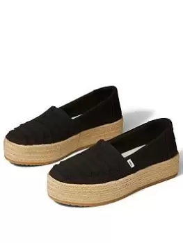 TOMS Valencia Flatform Vegan Espadrille - Black, Size 8, Women