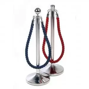 Obex Barriers Stainless Steel Ball Head Post with Blue Rope