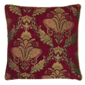 Shiraz Traditional Jacquard Cushion Burgundy / 45 x 45cm / Polyester Filled