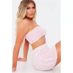 I Saw It First Baby Pink Tie Dye Print Side Stripe Mini Skirt - Pink