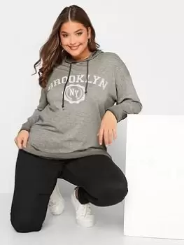 Yours Hoodie Logo Top - Grey, Size 22-24, Women