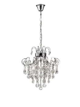 Ceiling Pendant 6 Light Polished Chrome, Crystal