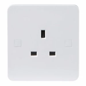 KnightsBridge Pure 4mm 13A White 1G Single 230V UK 3 Pin Unswitched Electric Wall Socket