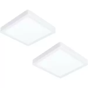 2 PACK Wall / Ceiling Light White 210mm Square Surface Mounted 16.5W LED 3000K