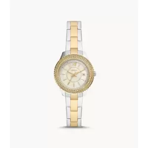 Fossil Womens Stella Three-Hand Date Two-Tone Stainless Steel Watch - Gold / Silver