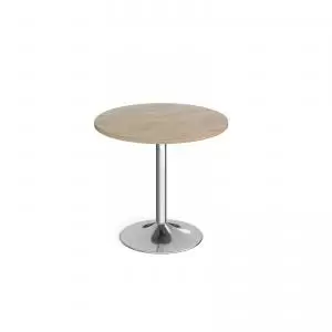 Genoa circular dining table with chrome trumpet base 800mm - barcelona